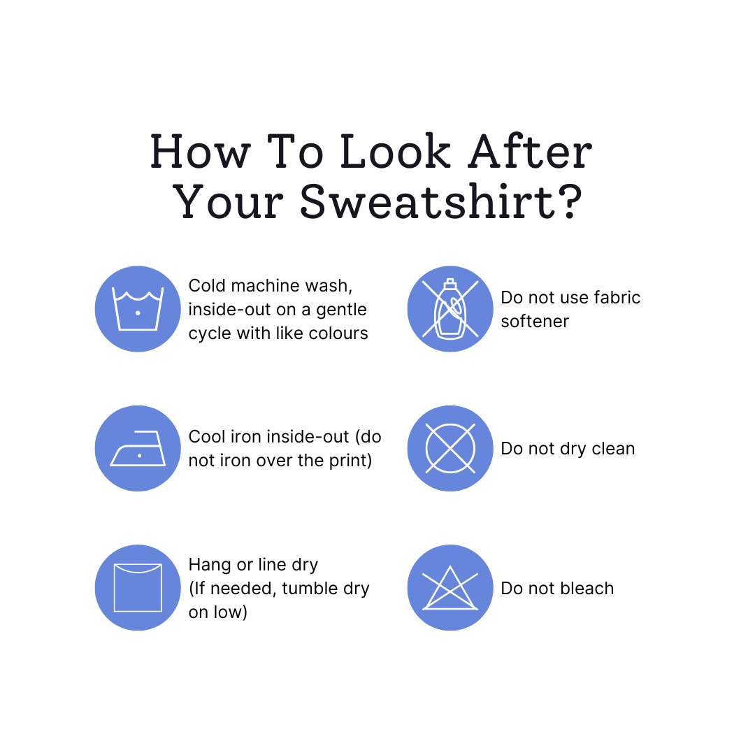 A detailed description on how to look after the unisex organic cotton sweatshirt 